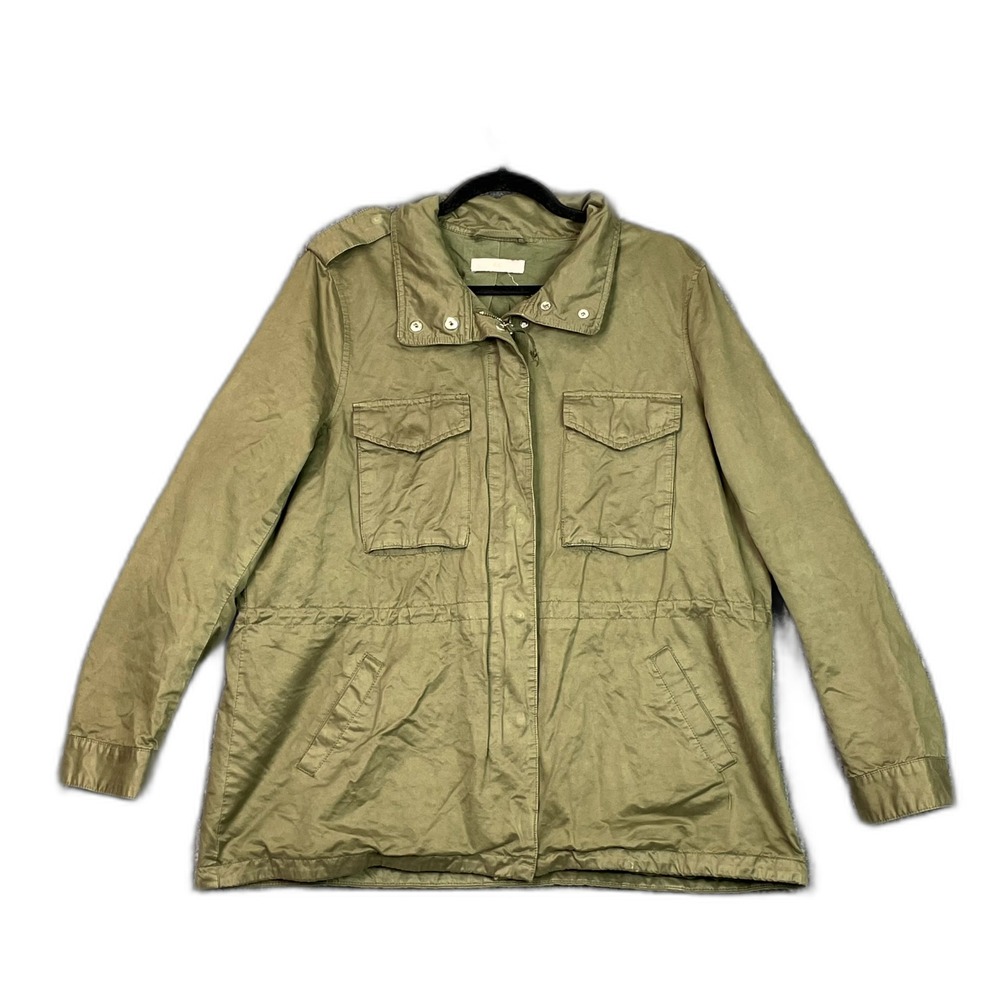 H&M Utility Jacket Womens XL Olive Green Chest Pockets Workwear Gorpcore